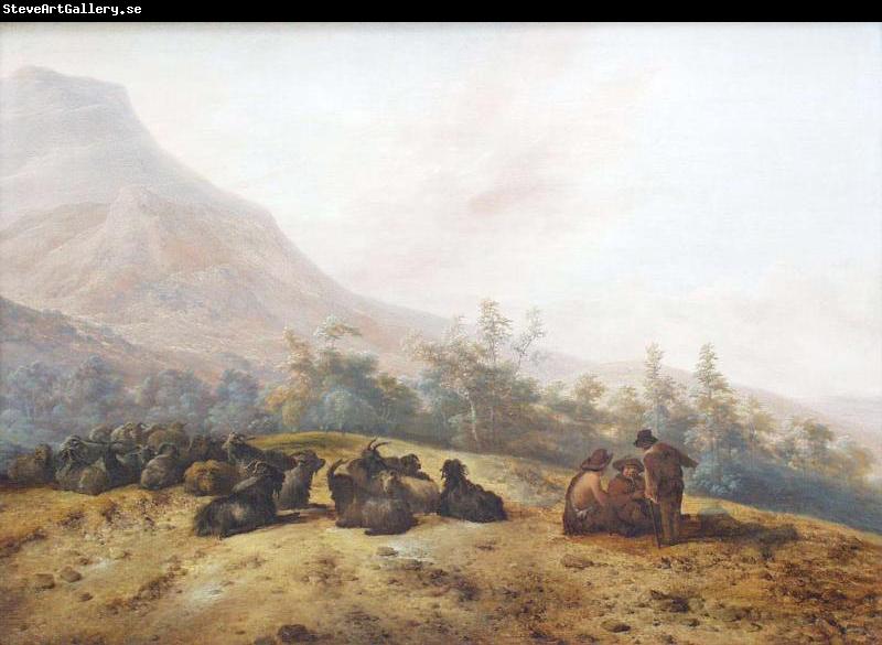 Jacobus Mancadan Mountain landscape with shepherds